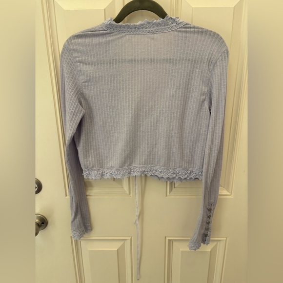 Free People Third Date Crop Top Long Sleeve Crochet Lace Size Small - Picture 4 of 7